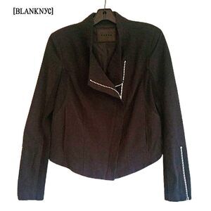 BLANK NYC NEW Minimalist PONTE Asymmetrical Zip Mesh Panels Moto Jacket M